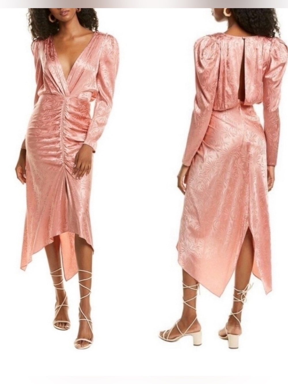 Ronny Kobo Astrid Jaquard Satin midi dress dusty rose